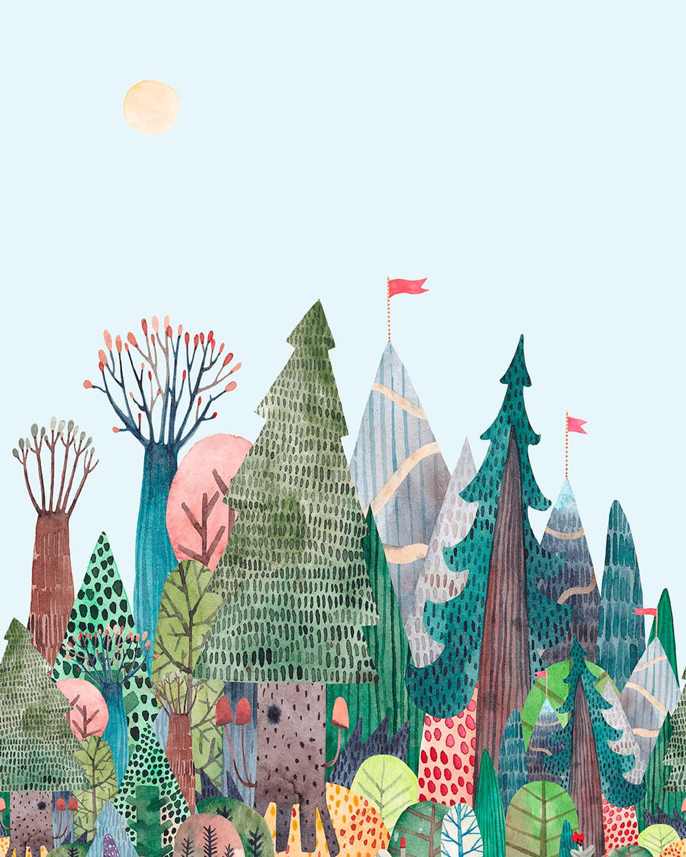 Kodama White Magical Forest Adventure Residential Mural RM9154