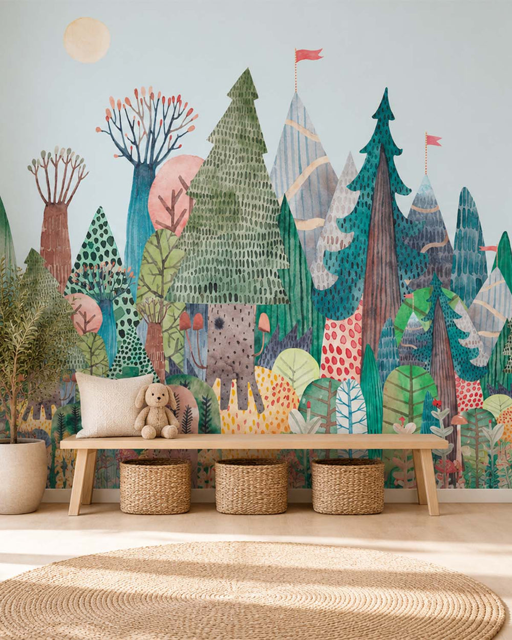 Kodama White Magical Forest Adventure Residential Mural RM9154