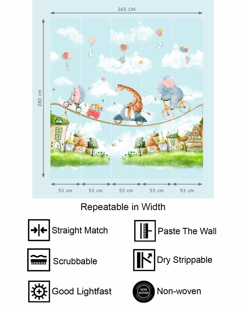 Sparkling River Circus Animals Tightrope Adventure Residential Mural RM9157