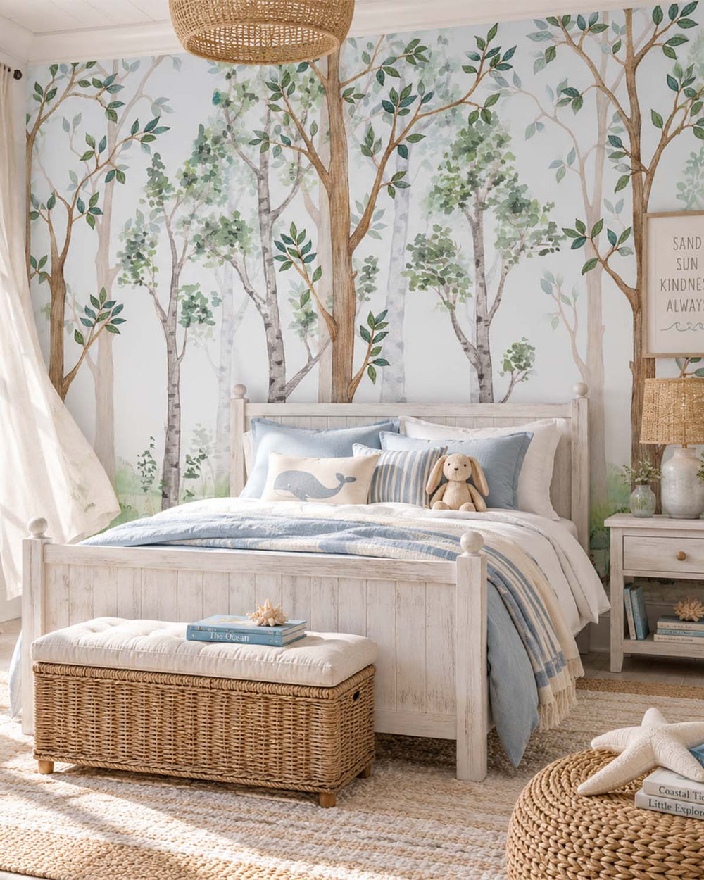 Grassy Meadow Watercolor Woodland Forest Residential Mural RM9158