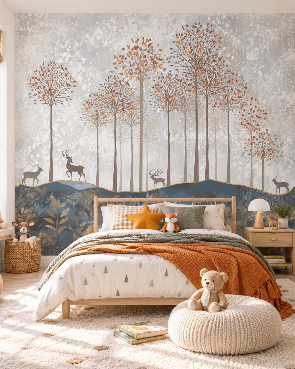 Da Blues Misty Forest and Deer  Residential Mural RM9165
