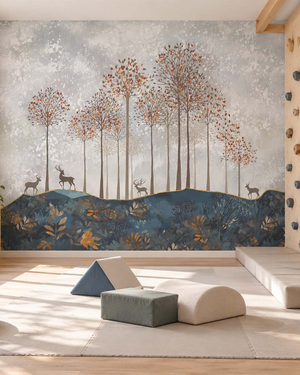 Da Blues Misty Forest and Deer  Residential Mural RM9165