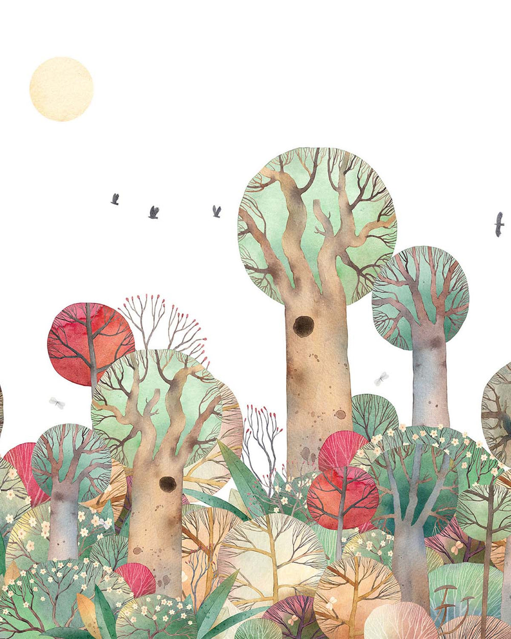 Porcini Boho Storybook Pastel Trees  Residential Mural RM9168