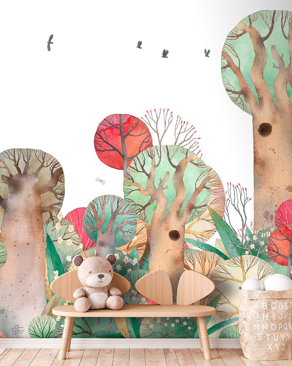 Porcini Boho Storybook Pastel Trees  Residential Mural RM9168