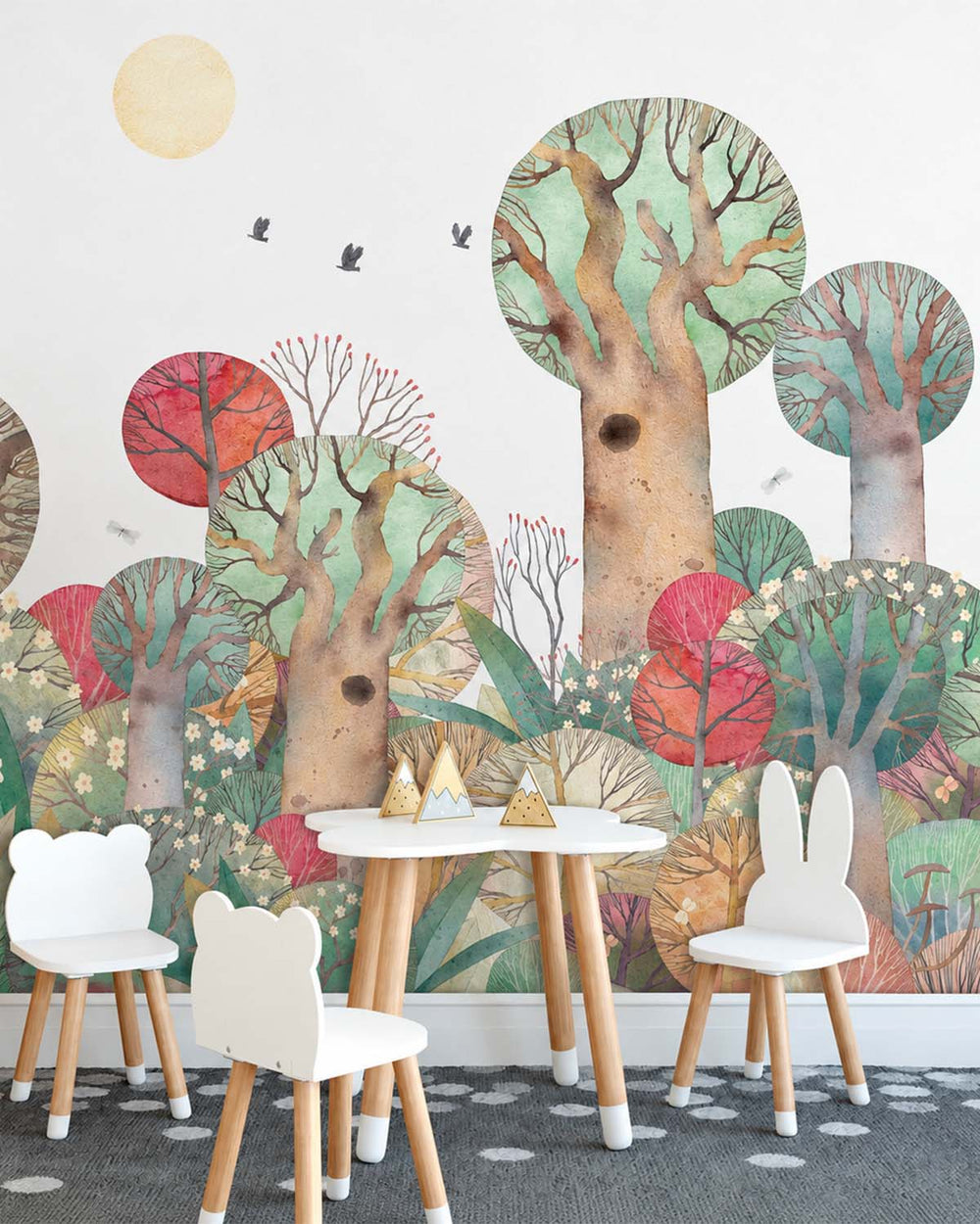 Porcini Boho Storybook Pastel Trees  Residential Mural RM9168
