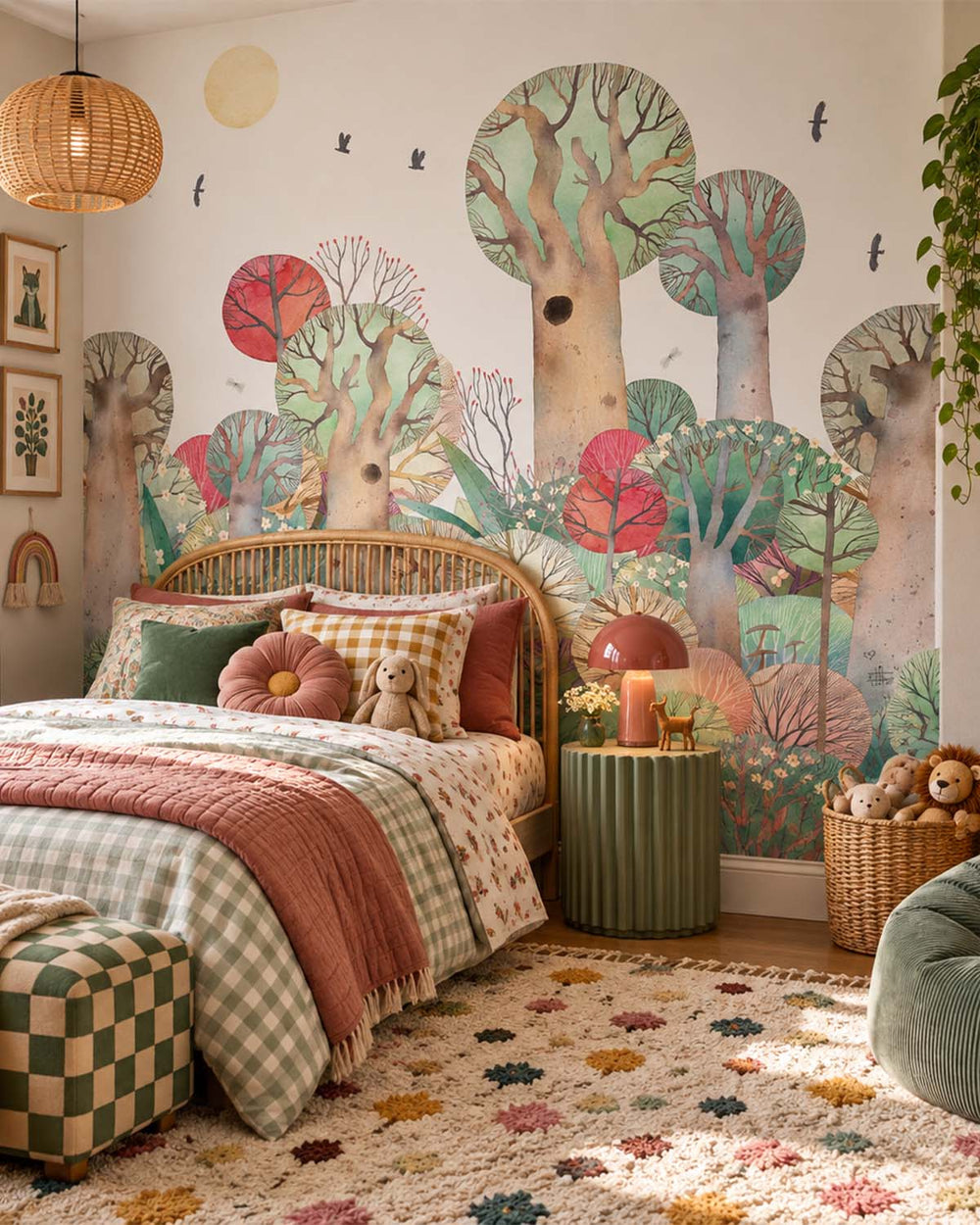 Porcini Boho Storybook Pastel Trees  Residential Mural RM9168