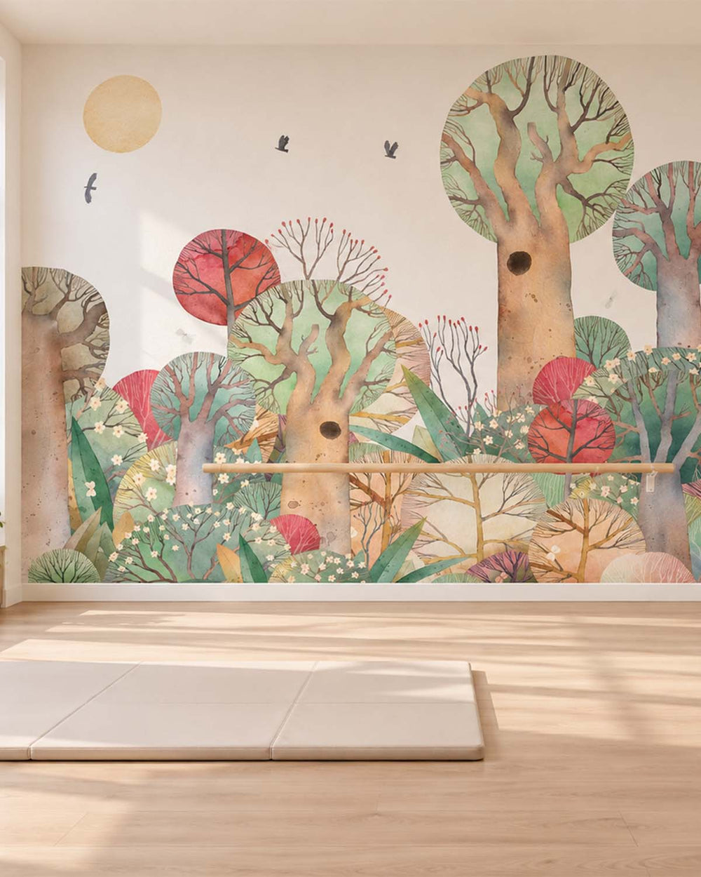 Porcini Boho Storybook Pastel Trees  Residential Mural RM9168