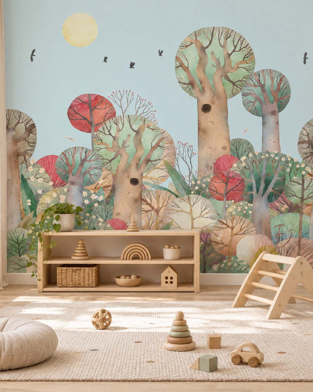 Summertown Boho Storybook Pastel Trees  Residential Mural RM9169