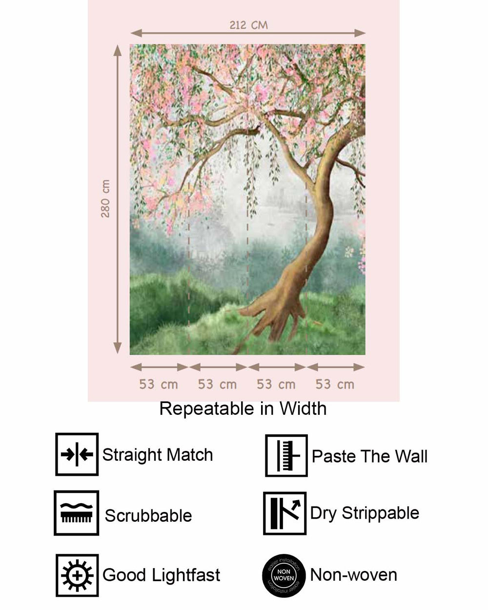 Zinnwaldite Chinoiserie Willow Tree & Flying Cranes Residential Mural RM9171