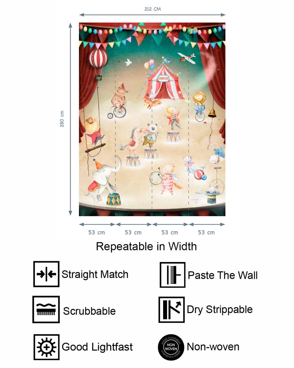 Chestnut Plum Watercolor Circus Act Residential Mural RM9174