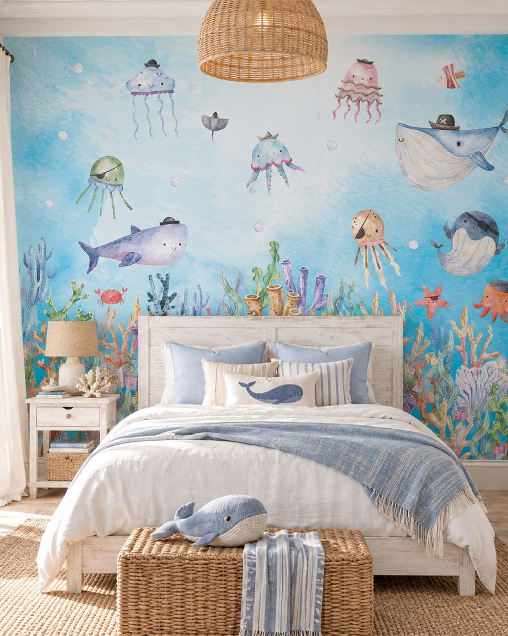 Spritzig Pirate Sea Animals Watercolor Residential Mural RM9175