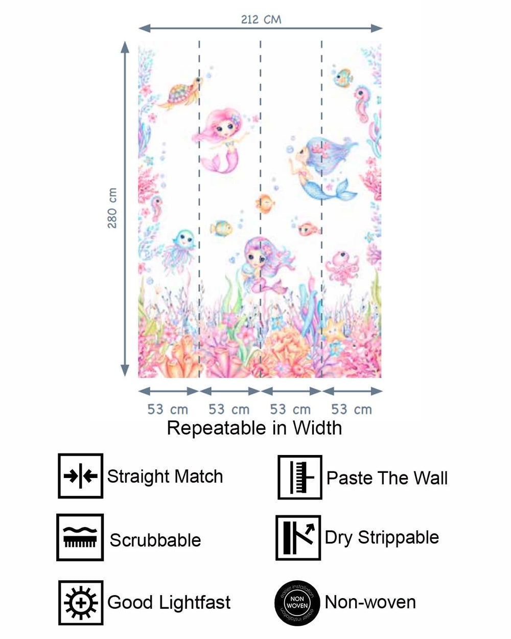 Sky Magenta Sweet Mermaid Fantasy Residential Mural RM9176
