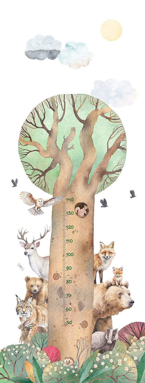 Pine Grain Forest Friends Height Chart Residential Mural RM9177