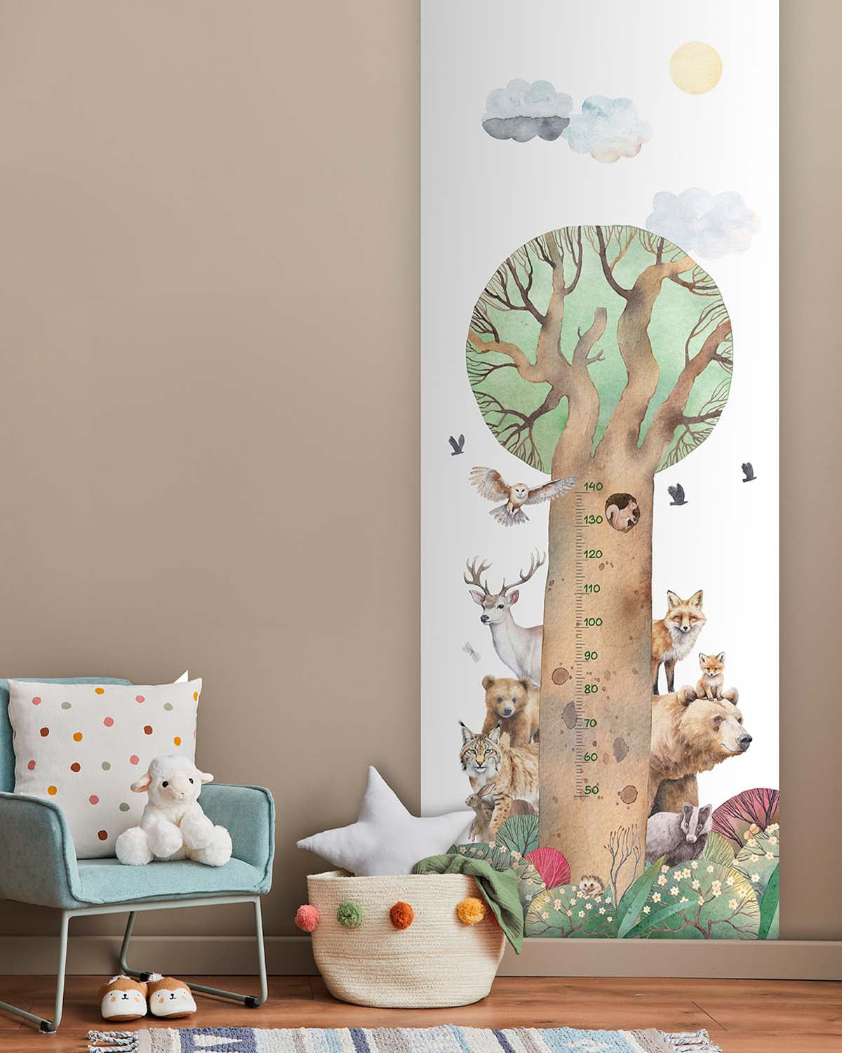 Pine Grain Forest Friends Height Chart Residential Mural RM9177