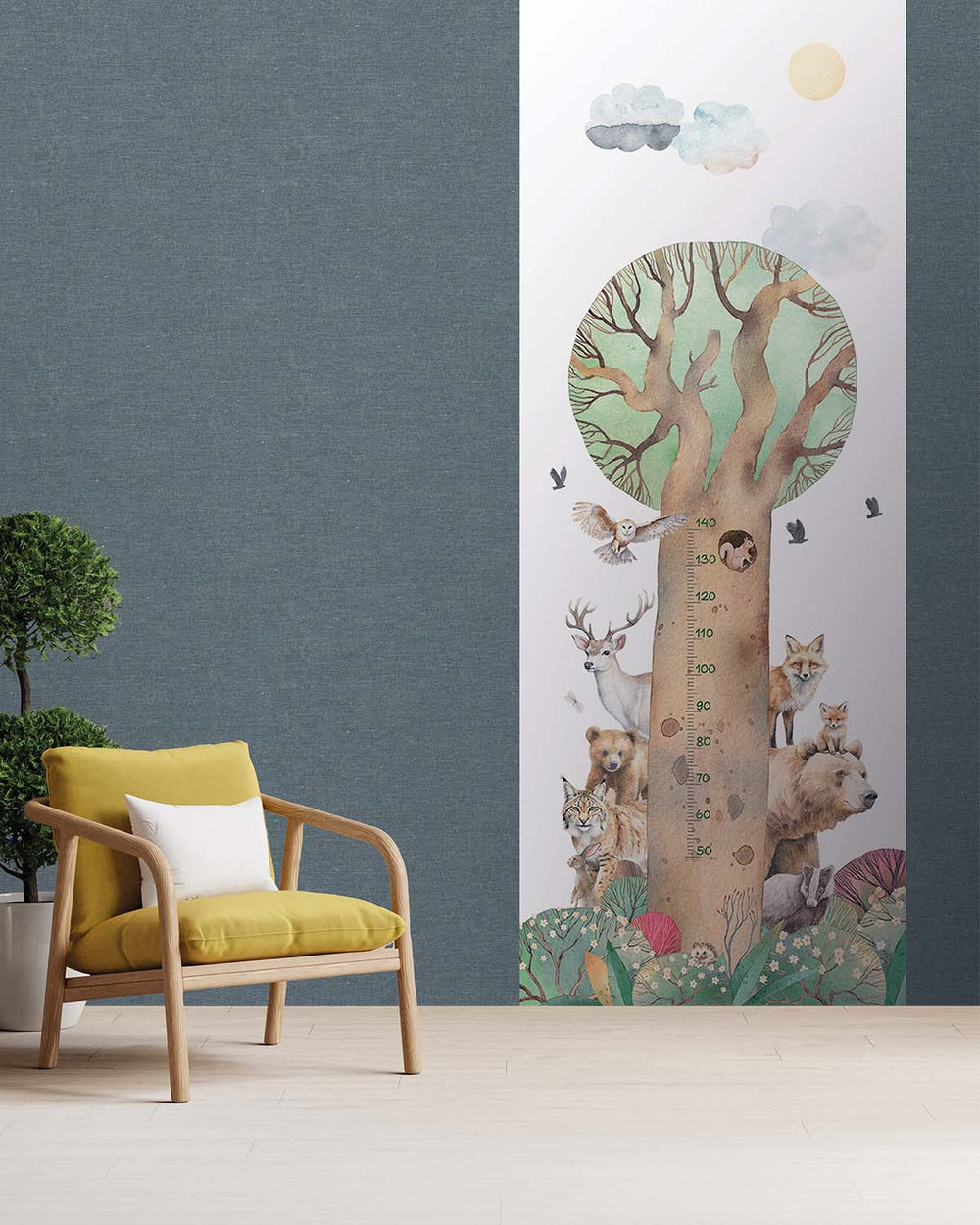 Pine Grain Forest Friends Height Chart Residential Mural RM9177