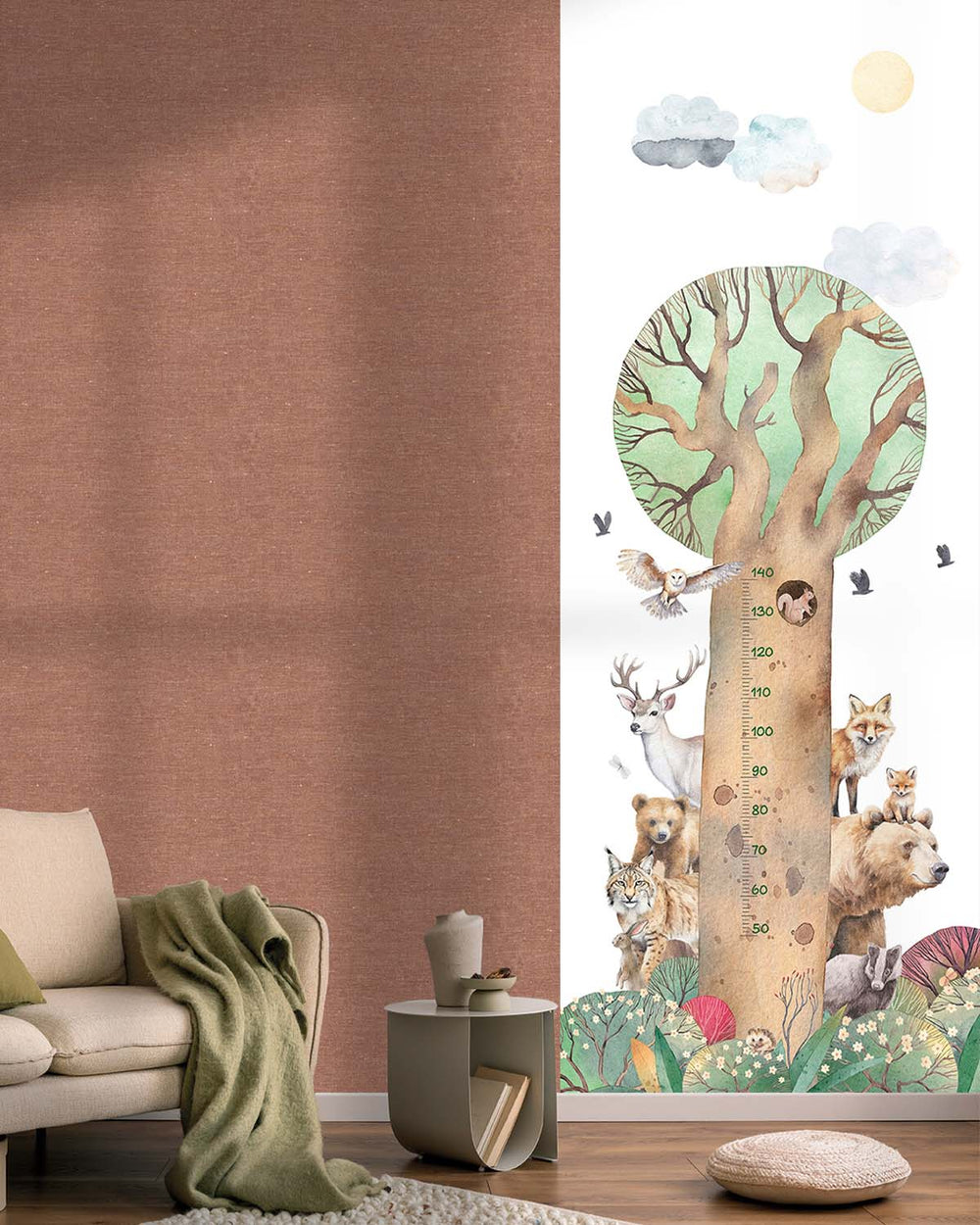 Pine Grain Forest Friends Height Chart Residential Mural RM9177