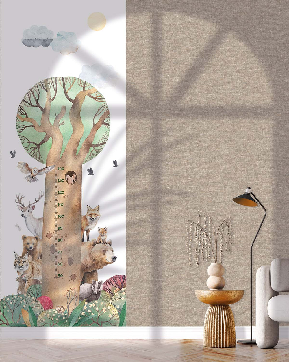 Pine Grain Forest Friends Height Chart Residential Mural RM9177