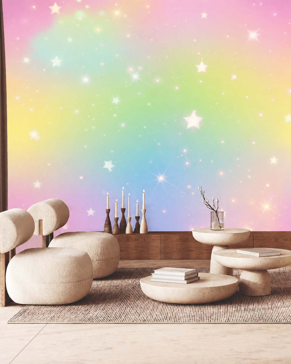Regent St Blue Dreamy Pastel Nebula Residential Mural RM9178