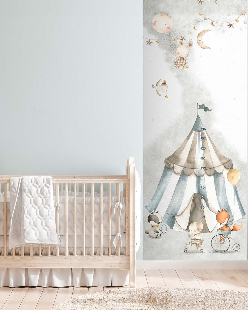 Aria Grey Circus Animals Kids Height Chart Residential Mural RM9179