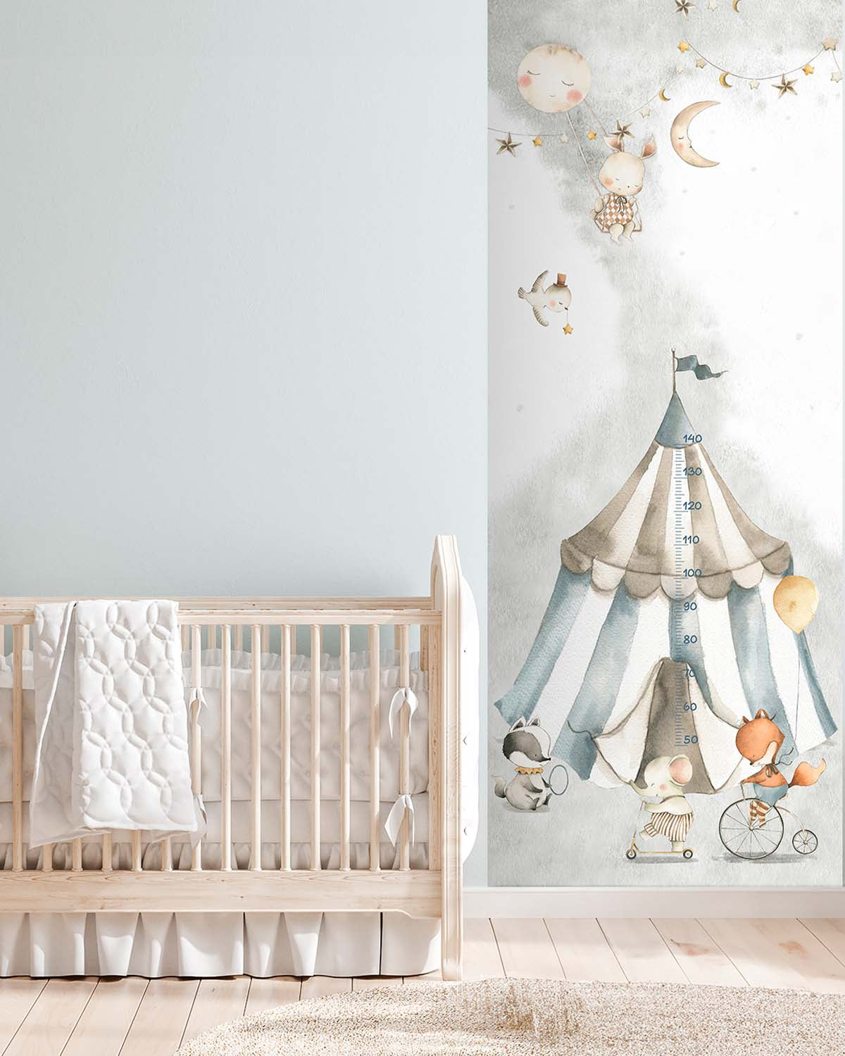 Aria Grey Circus Animals Kids Height Chart Residential Mural RM9179