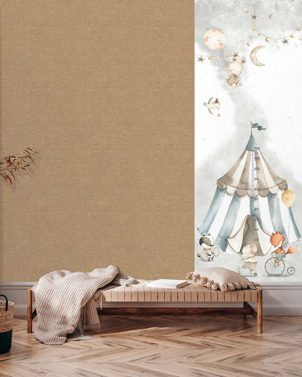Aria Grey Circus Animals Kids Height Chart Residential Mural RM9179