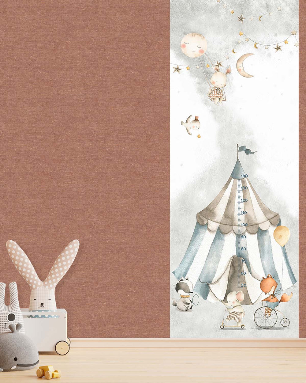 Aria Grey Circus Animals Kids Height Chart Residential Mural RM9179