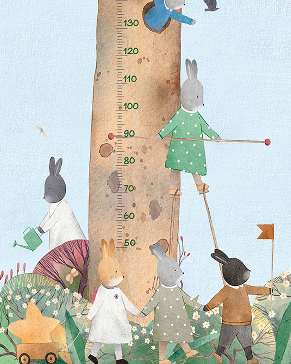 Amberlight Woodland Rabbits Height Chart Residential Mural RM9180