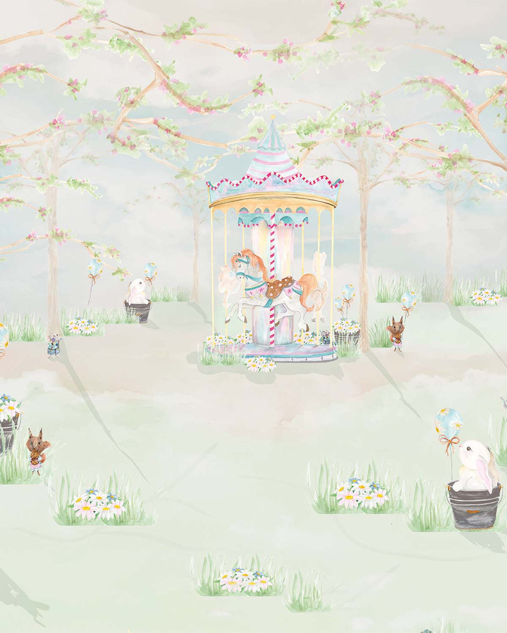 Green Whisper Vintage Fairground Dreamland Residential Mural RM9181