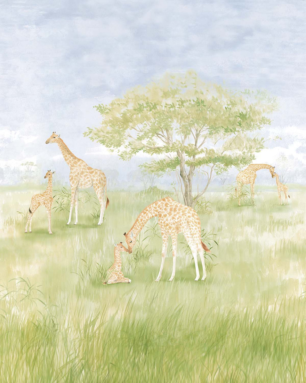 Rhine Falls Serengeti Savannah Giraffes Residential Mural RM9182