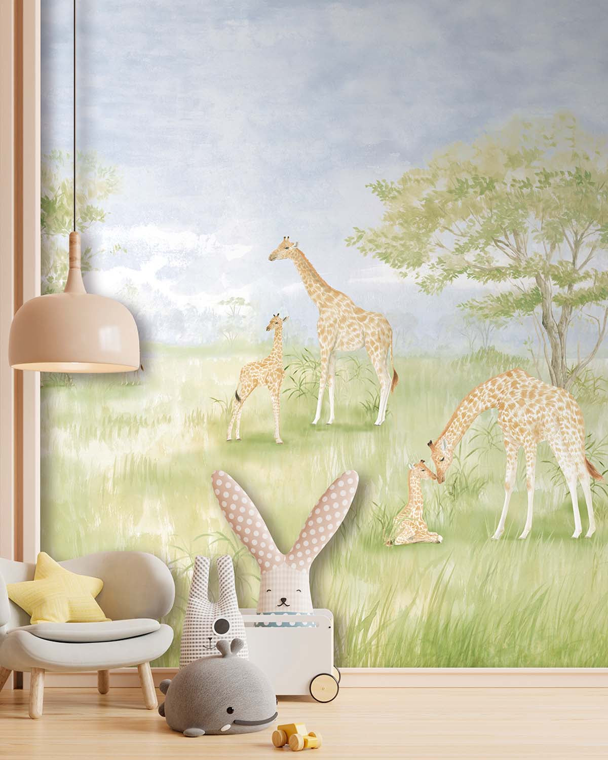 Rhine Falls Serengeti Savannah Giraffes Residential Mural RM9182