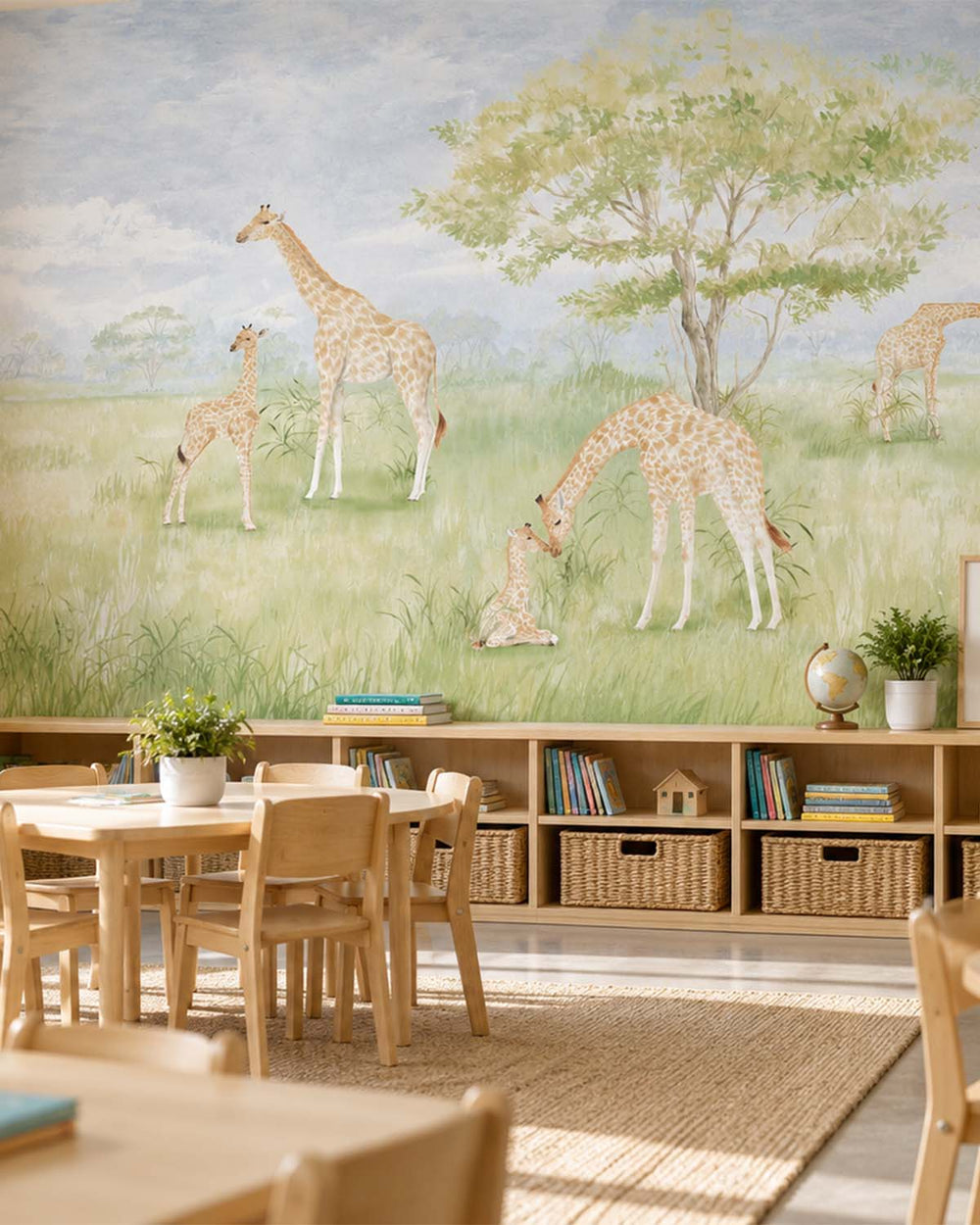 Rhine Falls Serengeti Savannah Giraffes Residential Mural RM9182