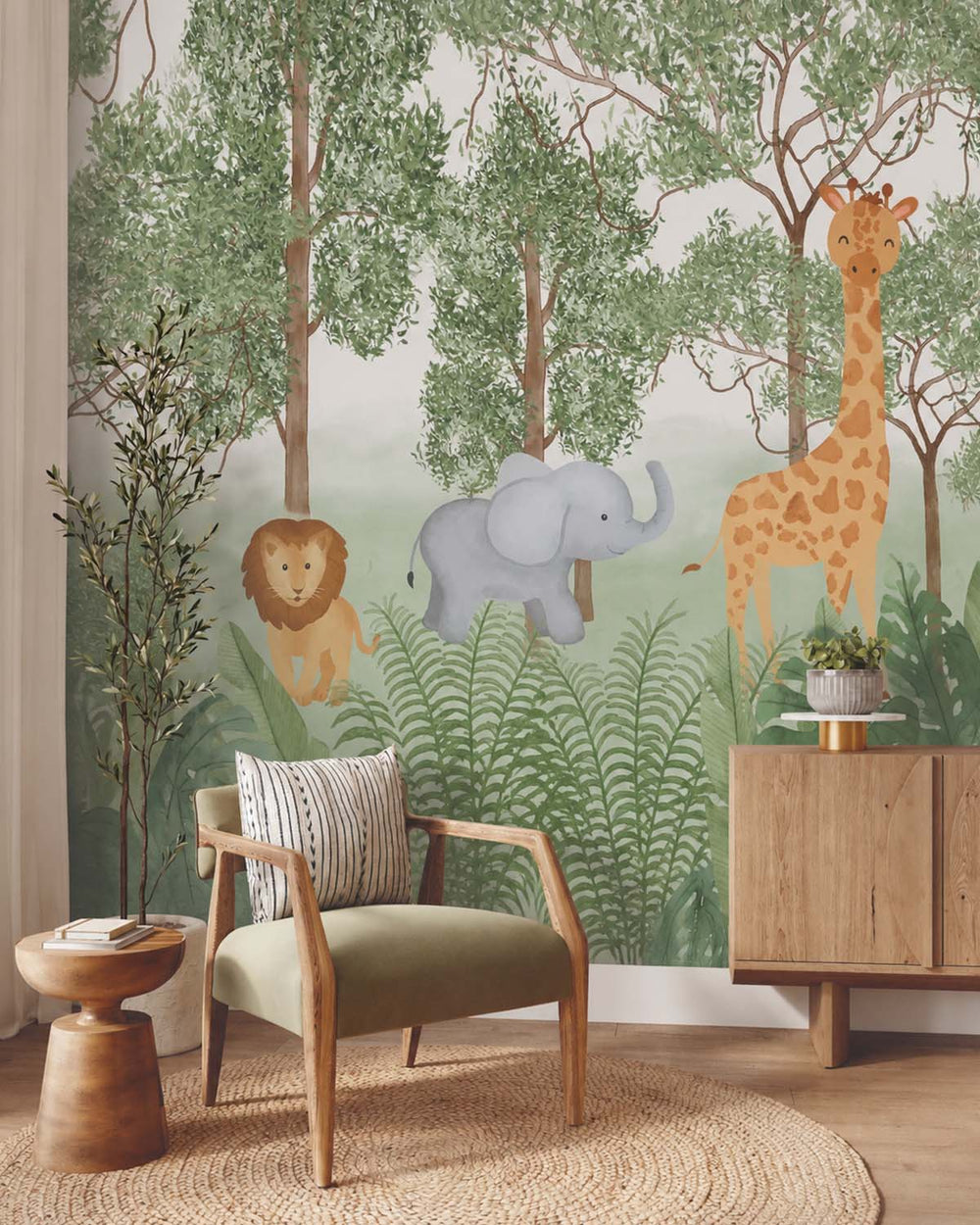 Veranda Green Jungle Safari Animals Residential Mural RM9186