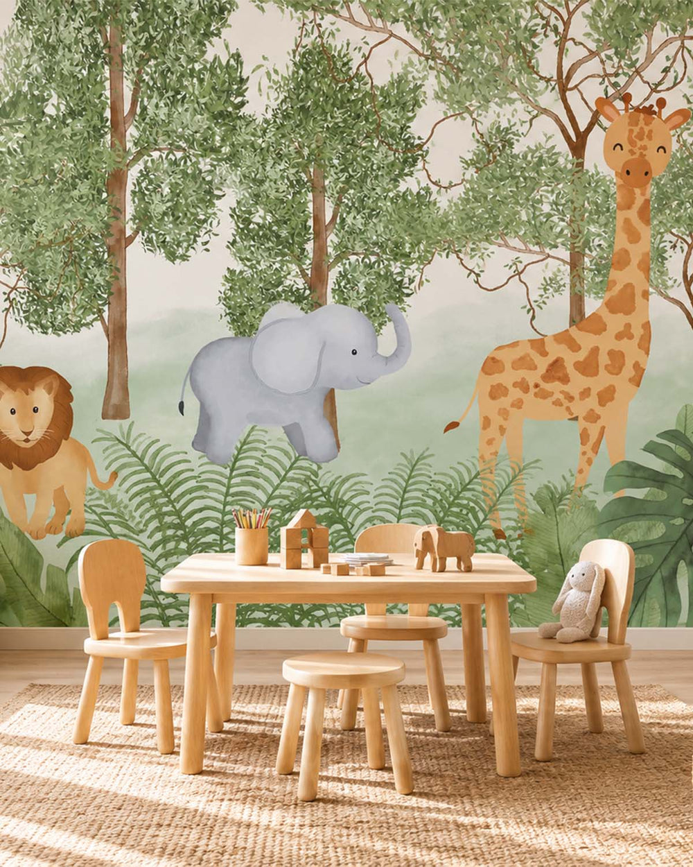 Veranda Green Jungle Safari Animals Residential Mural RM9186