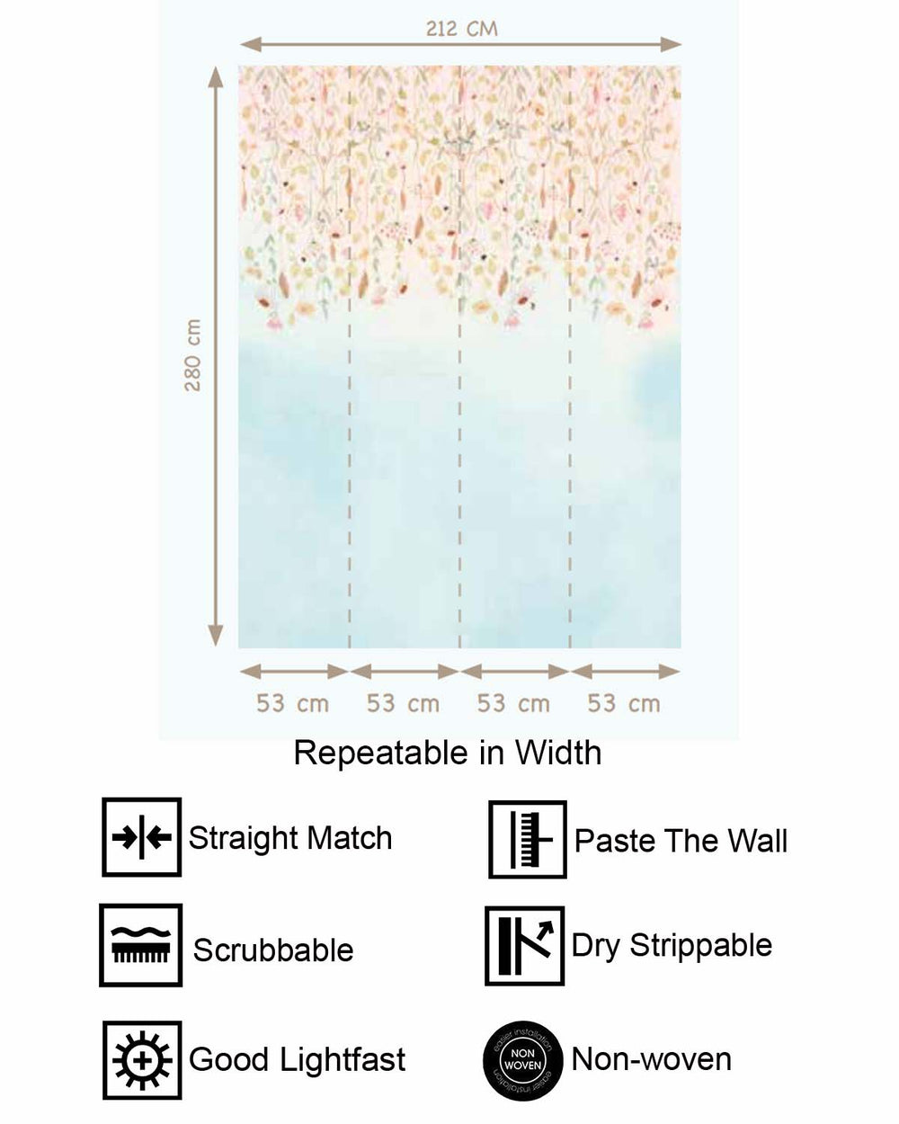 Jet d'Eau Pastel Blossom Canopy Residential Mural RM9192