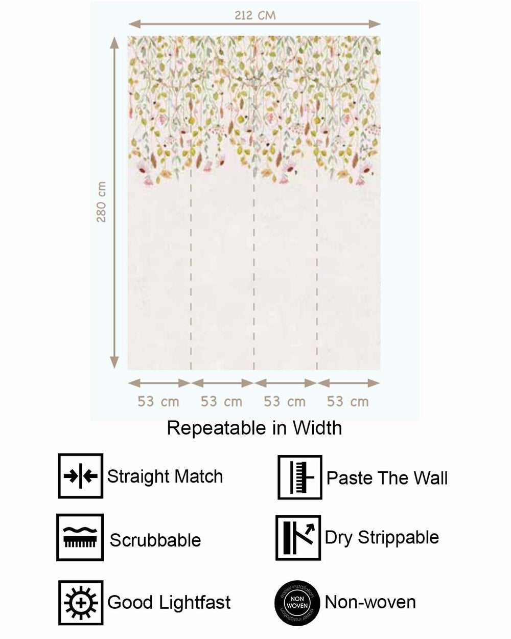 Carrara Gray Pastel Blossom Canopy Residential Mural RM9193