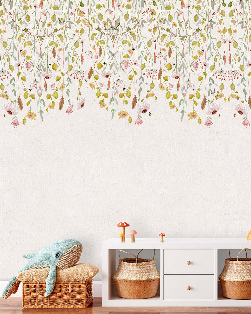 Carrara Gray Pastel Blossom Canopy Residential Mural RM9193