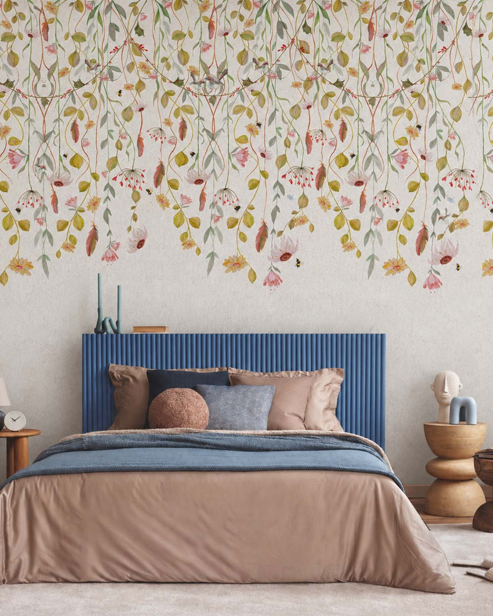 Carrara Gray Pastel Blossom Canopy Residential Mural RM9193