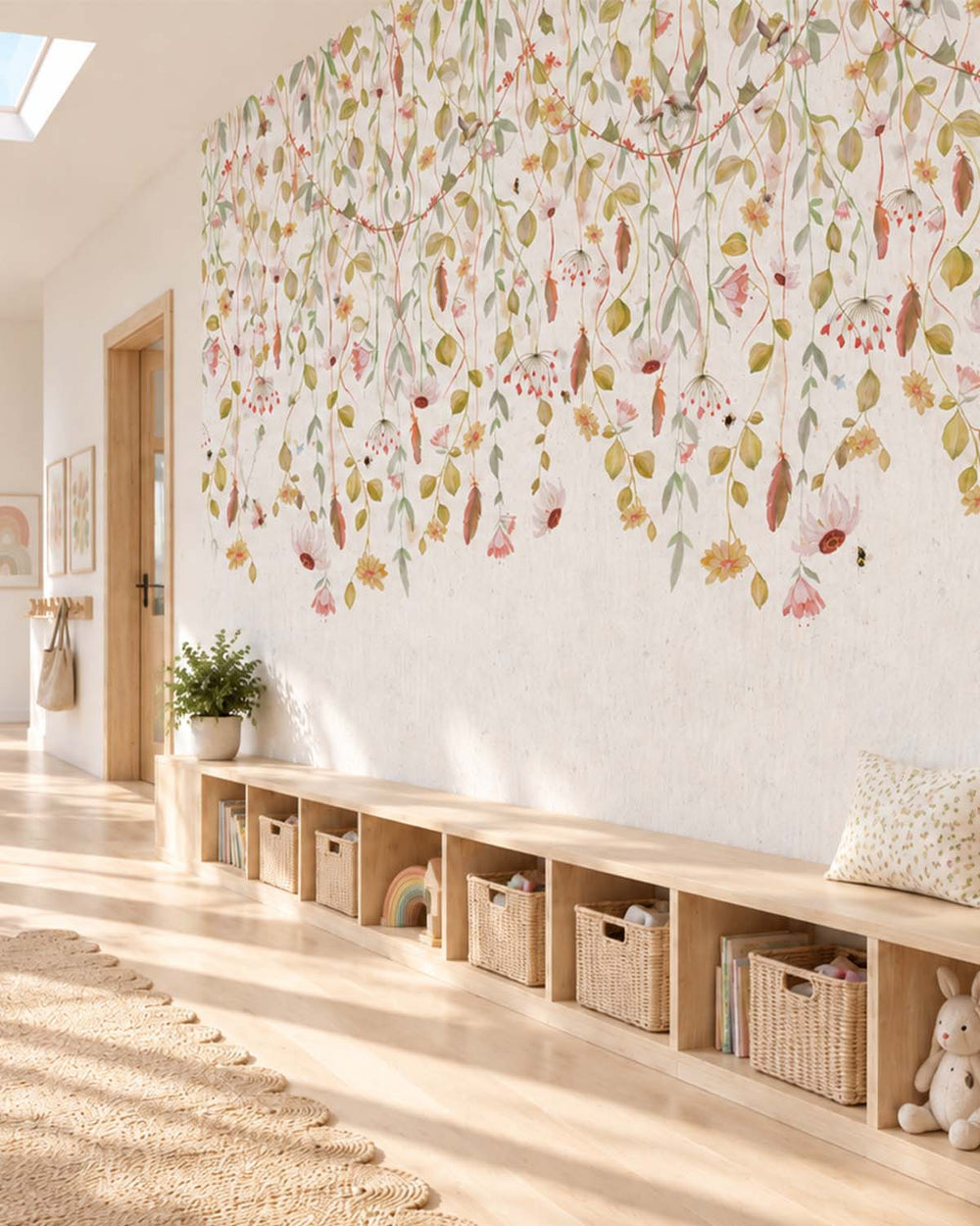 Carrara Gray Pastel Blossom Canopy Residential Mural RM9193