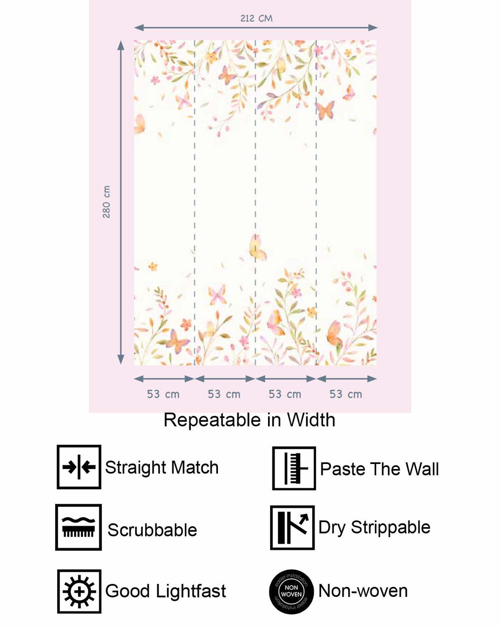 Pastel Orange Whimsical Botanical Garden Residential Mural RM9194