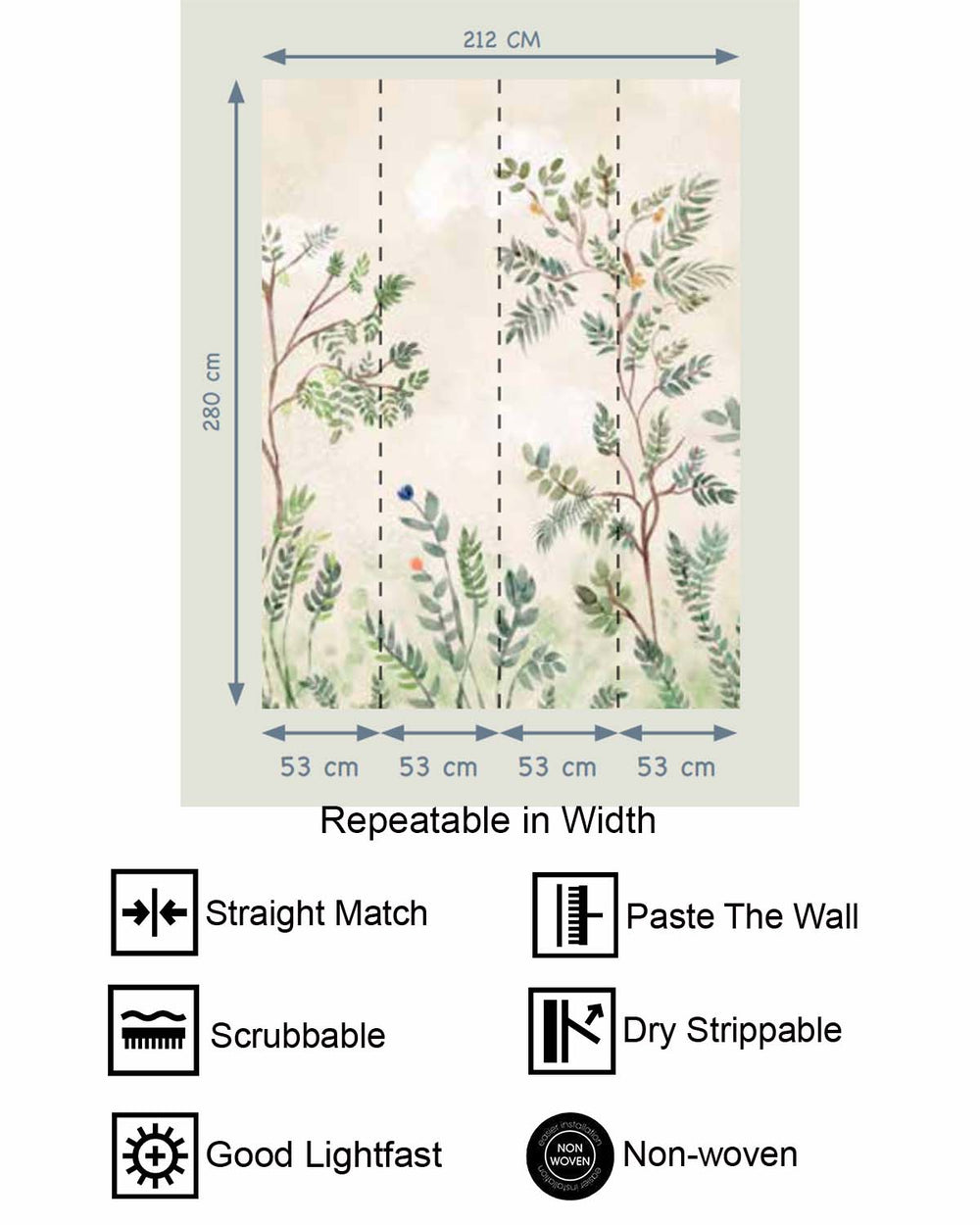 Antilles Garden Serene Woodland Canopy Residential Mural RM9198