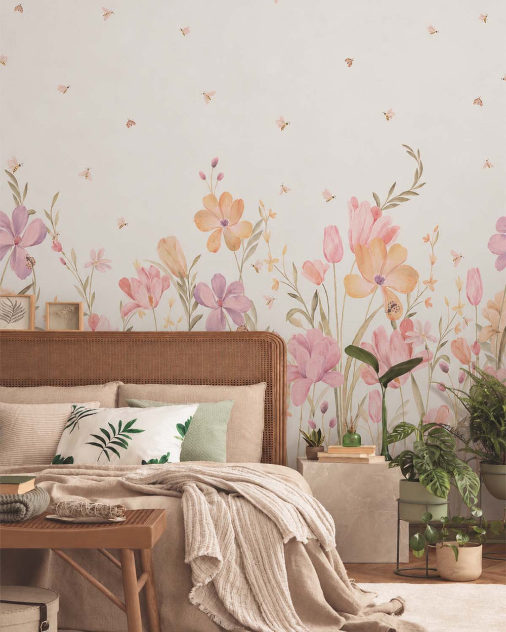 Pink Fluorite Pastel Wildflower Meadow Residential Mural RM9199