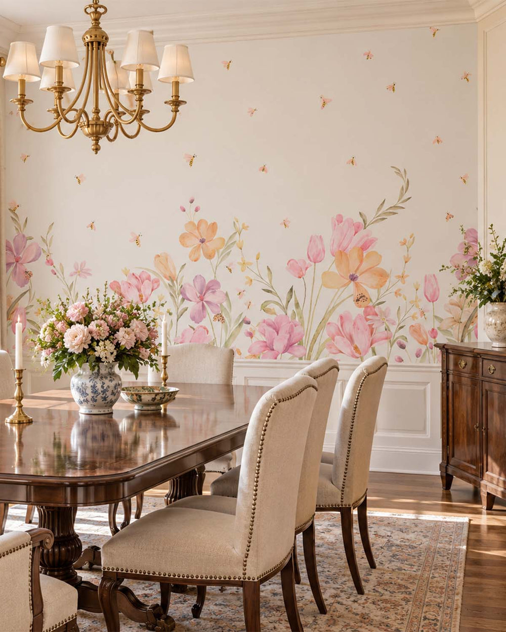 Pink Fluorite Pastel Wildflower Meadow Residential Mural RM9199
