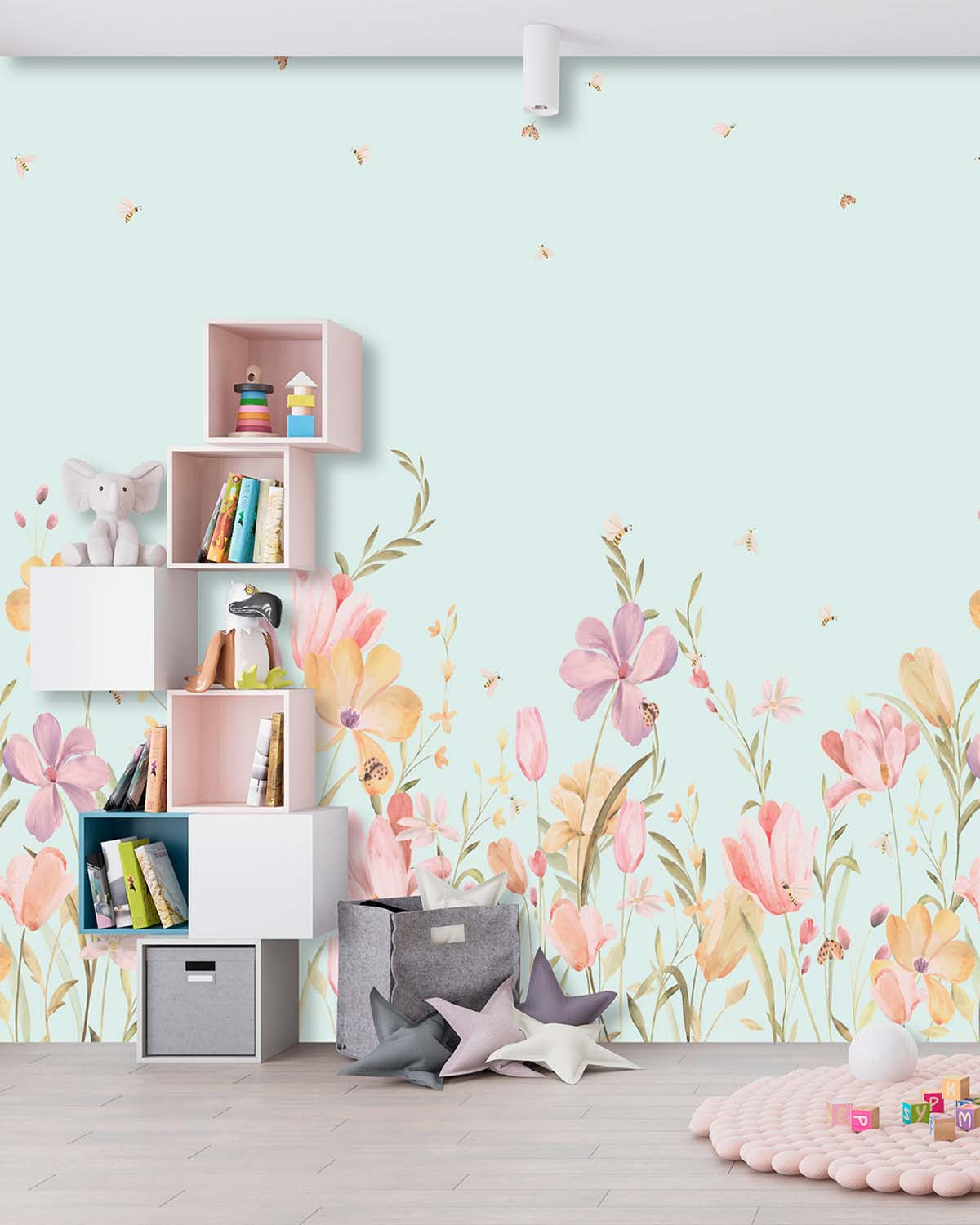 Tranquil Pastel Wildflower Meadow Residential Mural RM9200