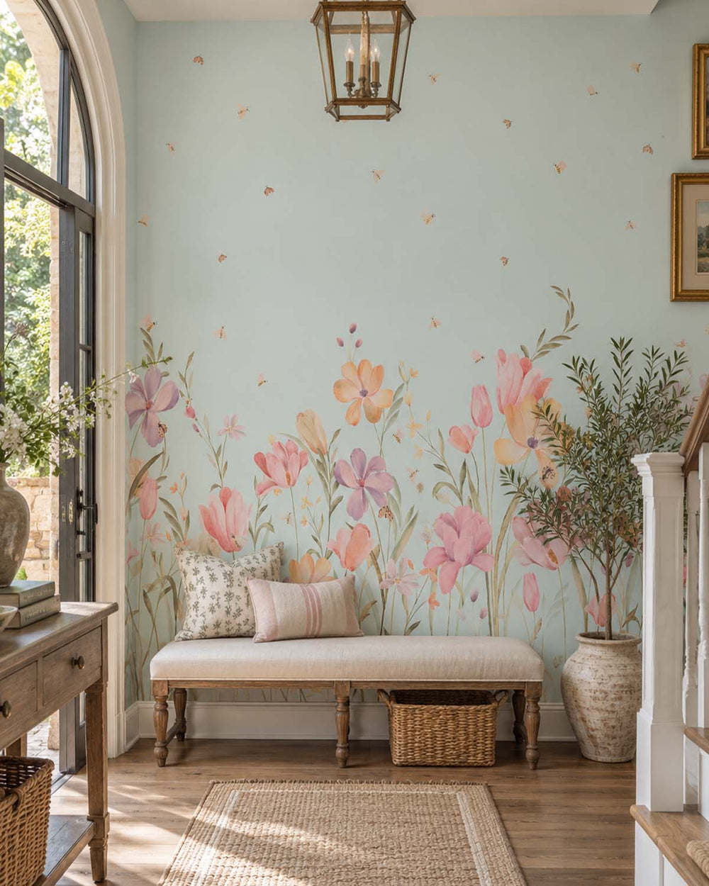 Tranquil Pastel Wildflower Meadow Residential Mural RM9200