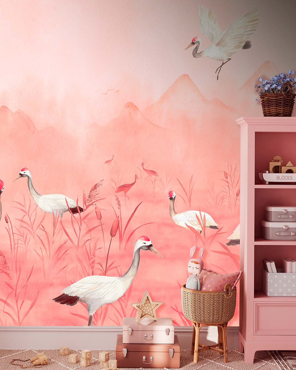 Coral Beach Crane Dance Meadow  Residential Mural RM9205