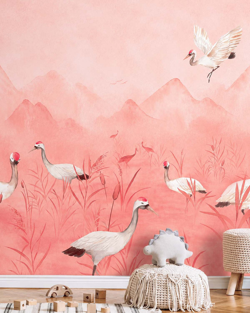Coral Beach Crane Dance Meadow  Residential Mural RM9205
