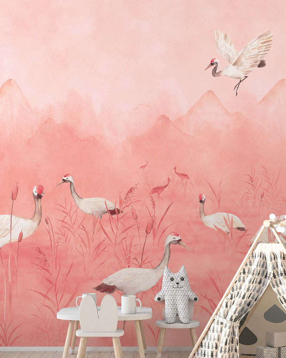 Coral Beach Crane Dance Meadow  Residential Mural RM9205
