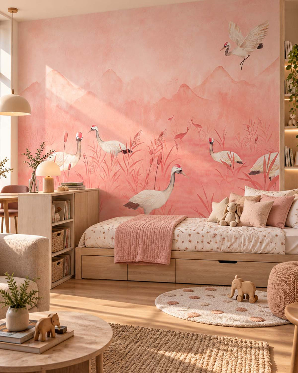 Coral Beach Crane Dance Meadow  Residential Mural RM9205