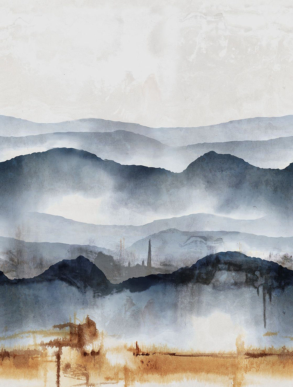 Salina Springs Misty Mountain Abstract Residential Mural RM9206