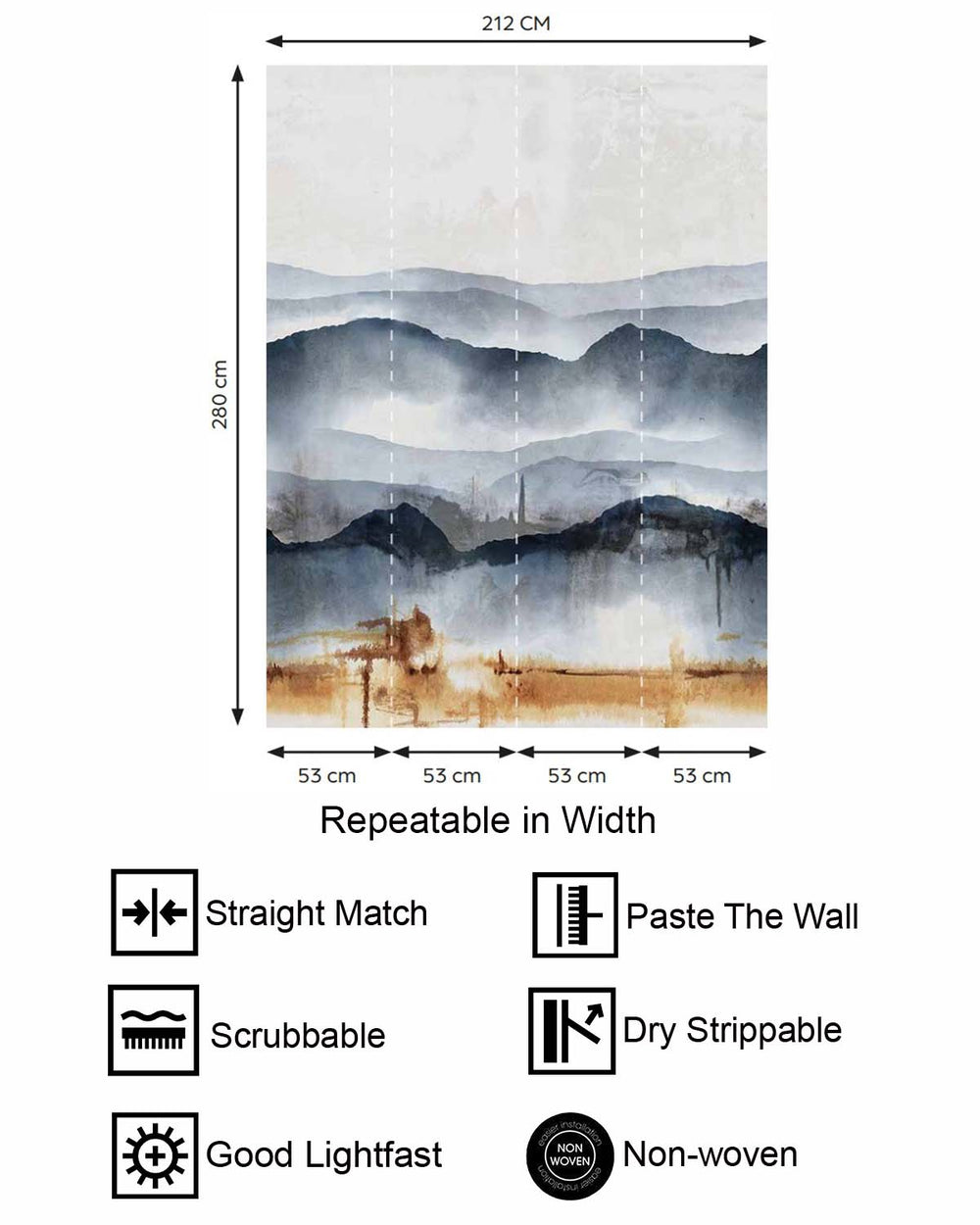 Salina Springs Misty Mountain Abstract Residential Mural RM9206